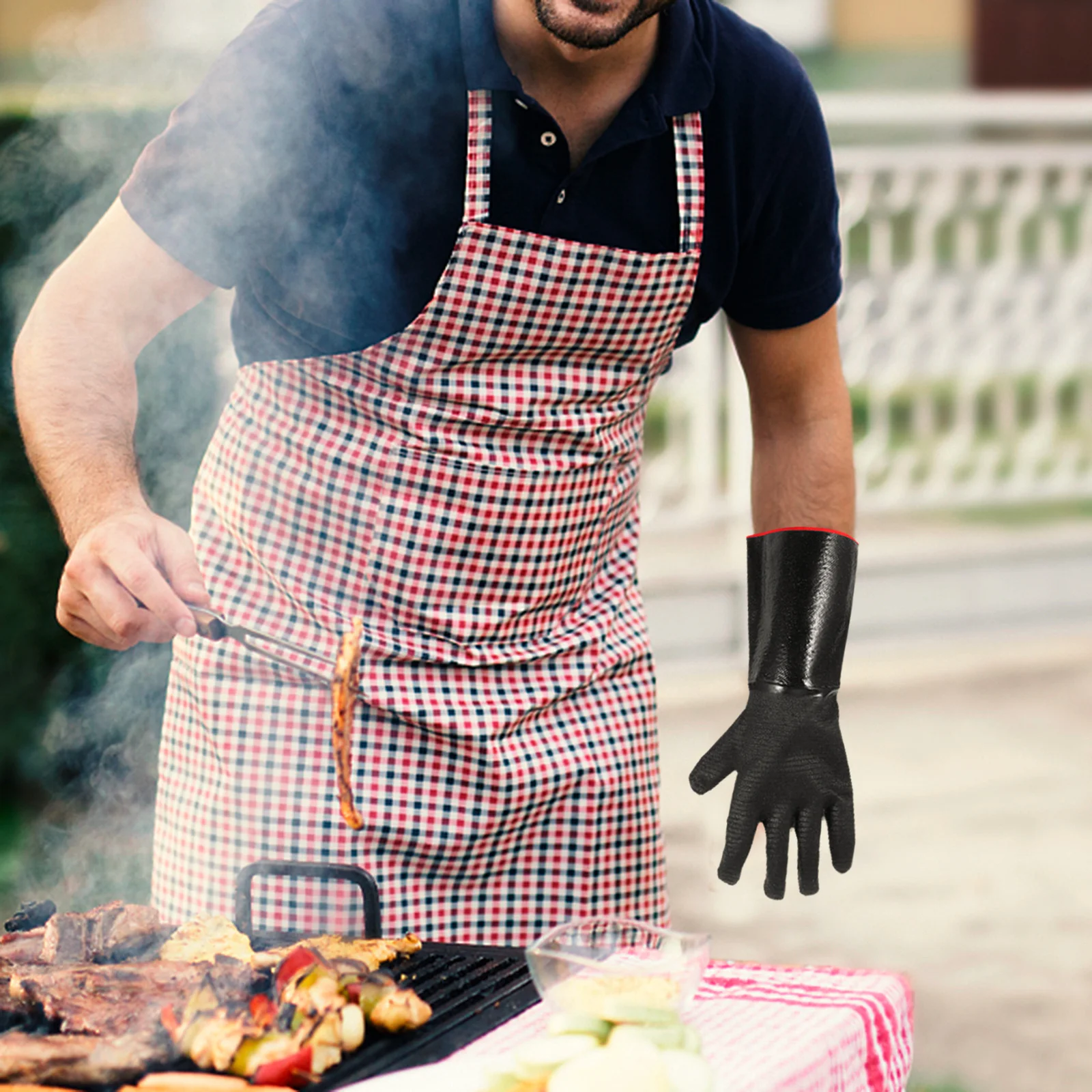 

1Pair High Temperature Resistant Neoprene Gloves Heat Insulation Bbq Cooking Oven Gloves Fire Resistant Hand Protectors Durable