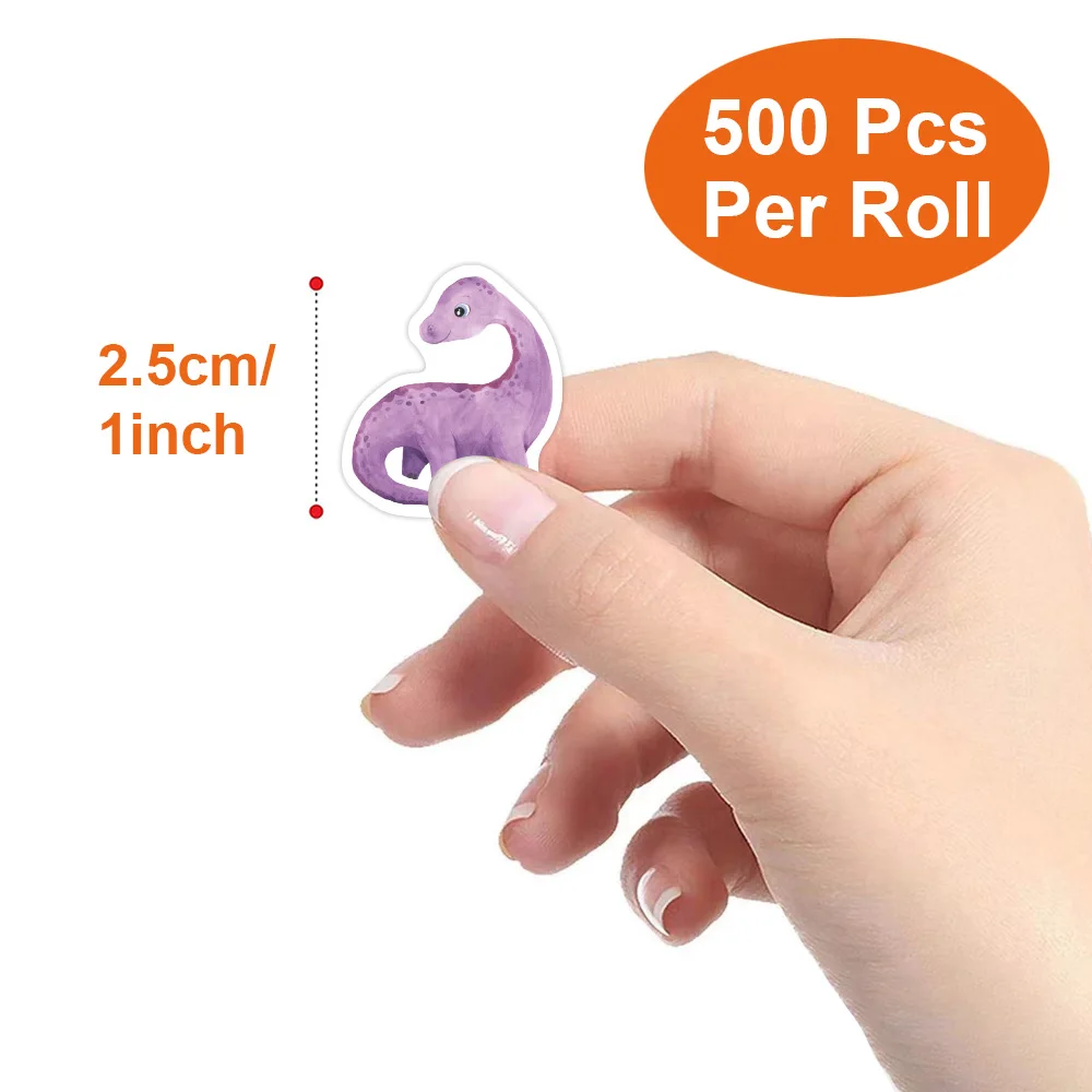 500pcs/roll Heterotypic Cartoon Dinosaur Animals Stickers 2.5 cm/1 Inch Graffiti Game Art Labels Learning Rewards, Adorn Gifts ﻿