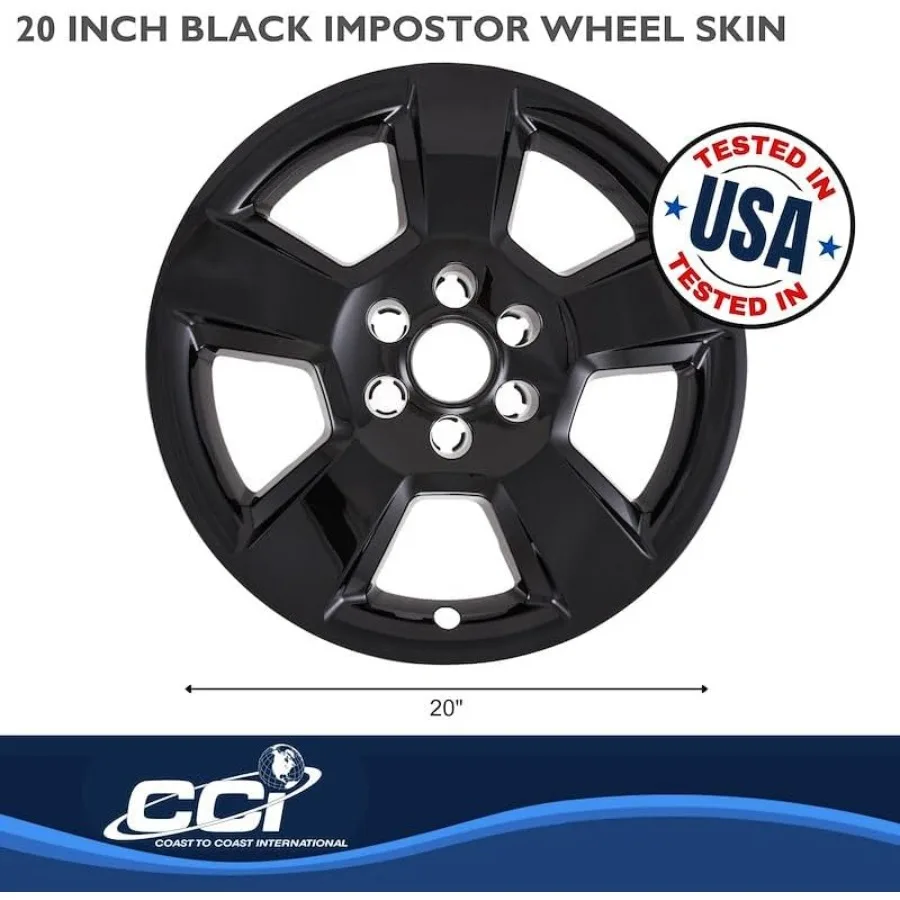 Coast to Coast 20 pelli per ruote SnapOn nere o cromate IMP490X BLK per Chevy Silverado 1500 LD vecchio modello [2019] Nero