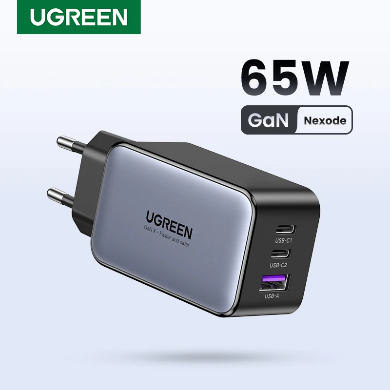 UGREEN 65W גן מטען תשלום מהיר 4.0 3.0 סוג C פ"ד USB מטען עם QC 4.0 3.0 נייד מהיר מטען עבור מחשב נייד iPhone 13 12