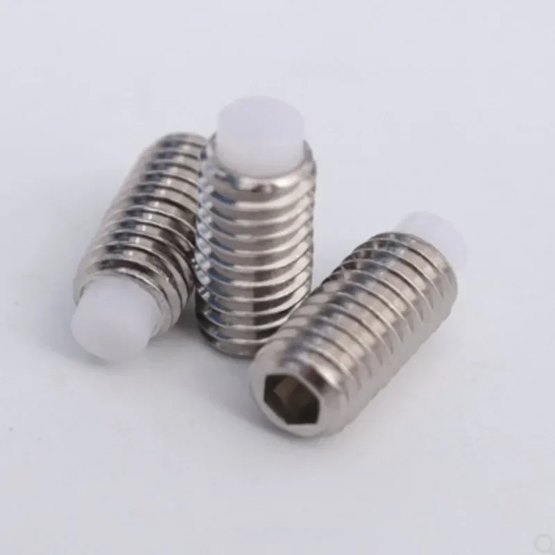 20pcs-100pcs/lot M2 M2.5 M3 M4 M5 M6 M8 M10 M12 Nylon Tip Dog Point Set Screw Stainless Steel Hex Socket Grub Screw