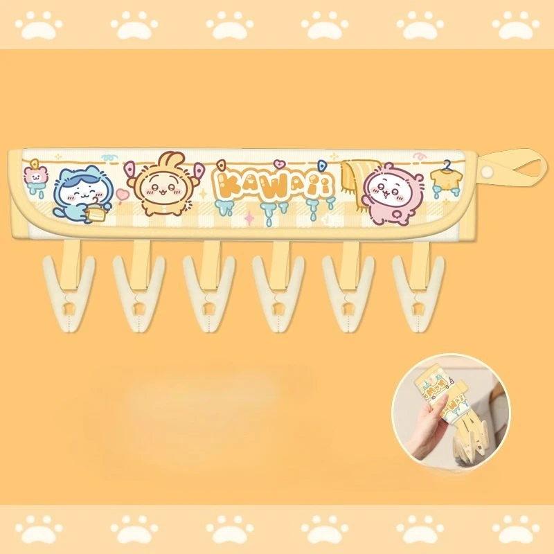 MINISO Chiikawa Hachiware Usagi Cartoon Folding Clothes Rack Portable Clothing Artifact Multifunctional Clothes Rack Travel