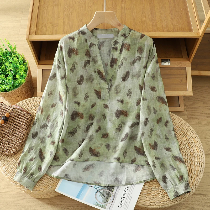 

Осенние новинки больших размеров Long Sve irt с цветочным принтом V-Ne Свободный художественный женский длинный открытый кардиган Sve для поездок на работу Sle Pol...