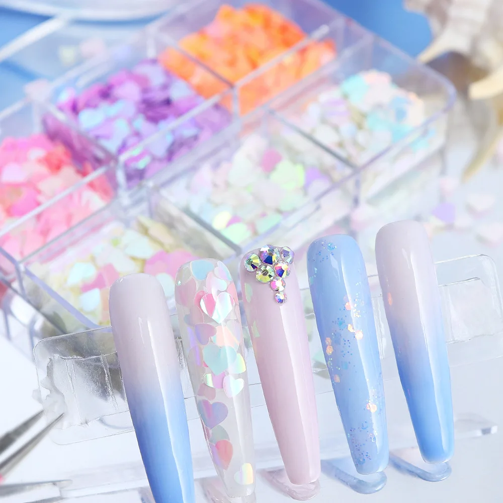 

Украшения для ногтей, сердце любви, блестки для ногтей, Русалка, сердце любви, украшения для накладных ресниц, блестящие хлопья для ногтей в форме сердца, аксессуары для маникюра