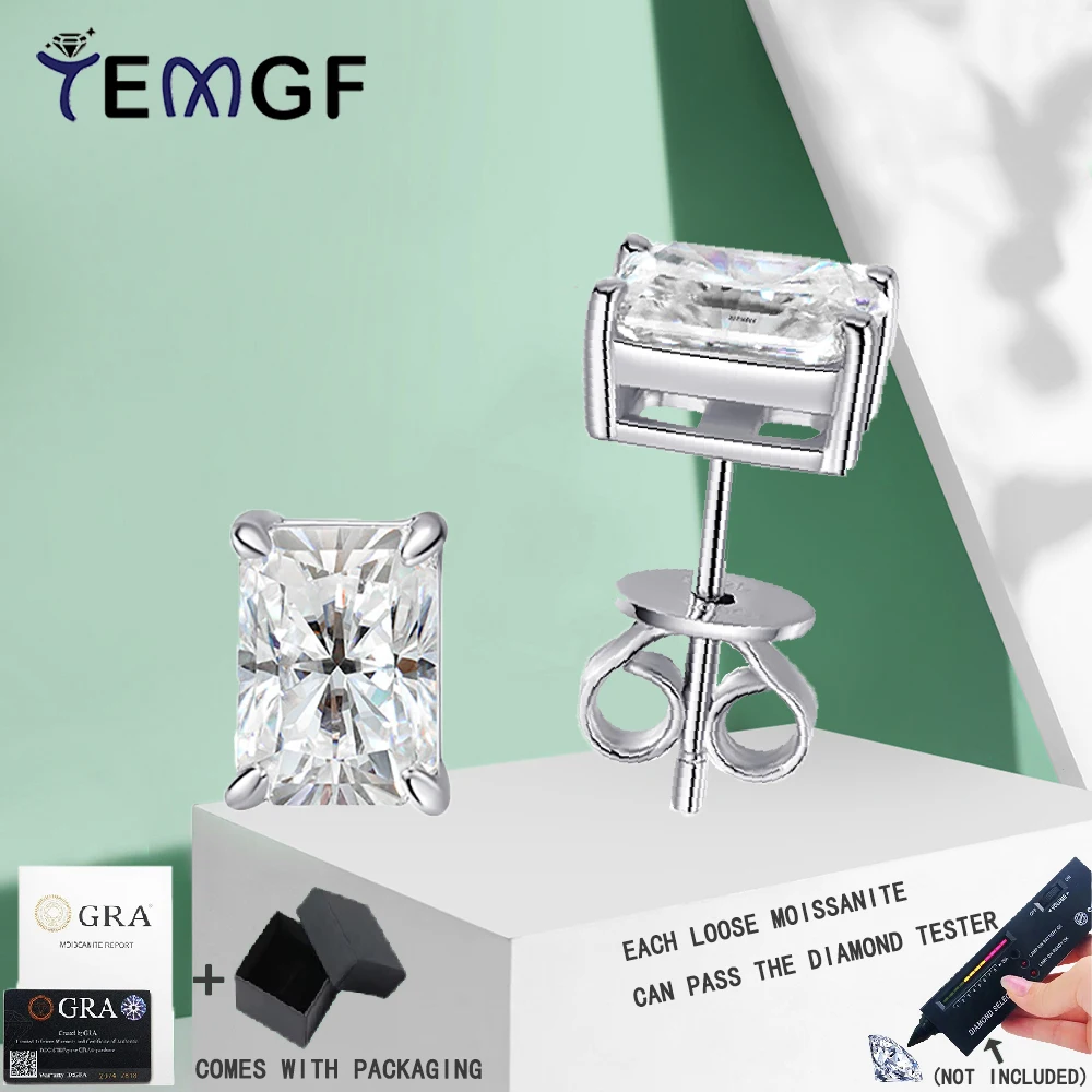 

TEMGF Moissanite Studs Earrings GRA Certification S925 Sterling Silver Holder for Women Classic Elegant Fine Jewelry Dainty Gift