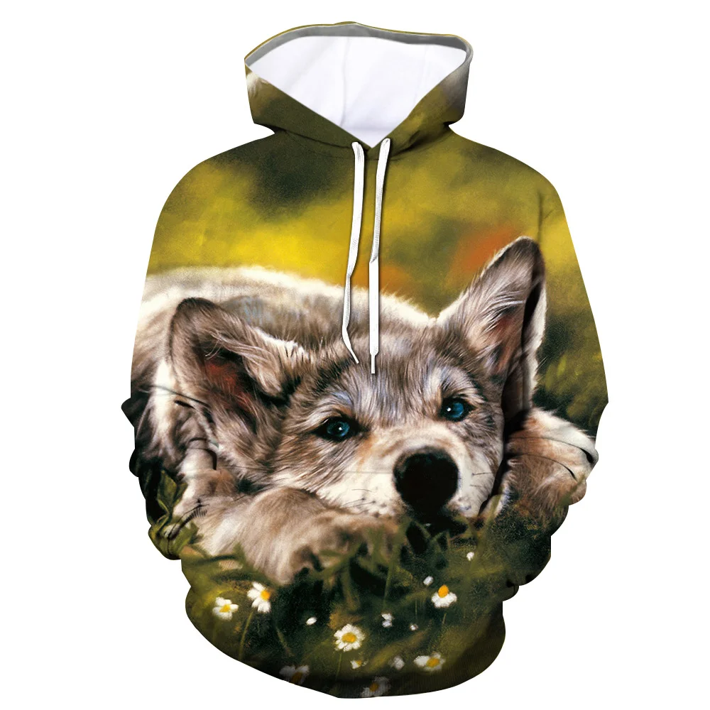 

Personality Oversized Dog Wolf Hoodie Boy and Girl 3D Printed Sweatshirt Harajuku Autumn and Winter Hoodie