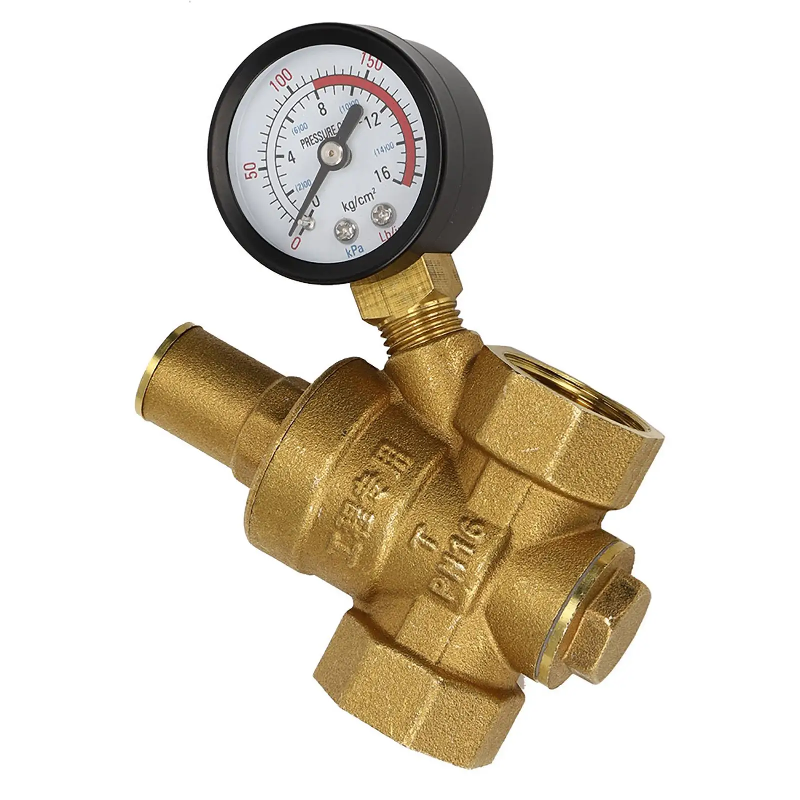 3/4'' Brass DN20 NPT Water Pressure Reducing Valve Regulator with Gauge, Adjustable PN 1.6 for Optimal Control