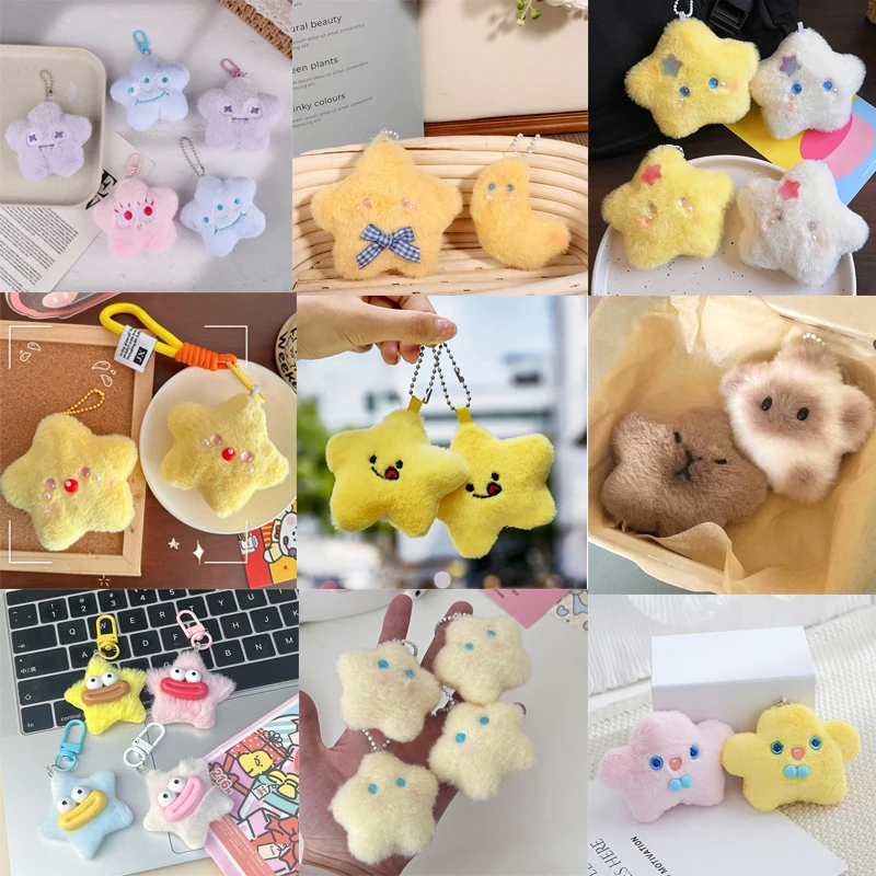1pc Stelle Sveglie Peluche Bambola Squeak Portachiavi FAI DA TE Soffice Morbido Zaino Borsa Per Auto Ciondolo Pendenti E Ciondoli Per I Bambini Regalo Portachiavi Ciondolo