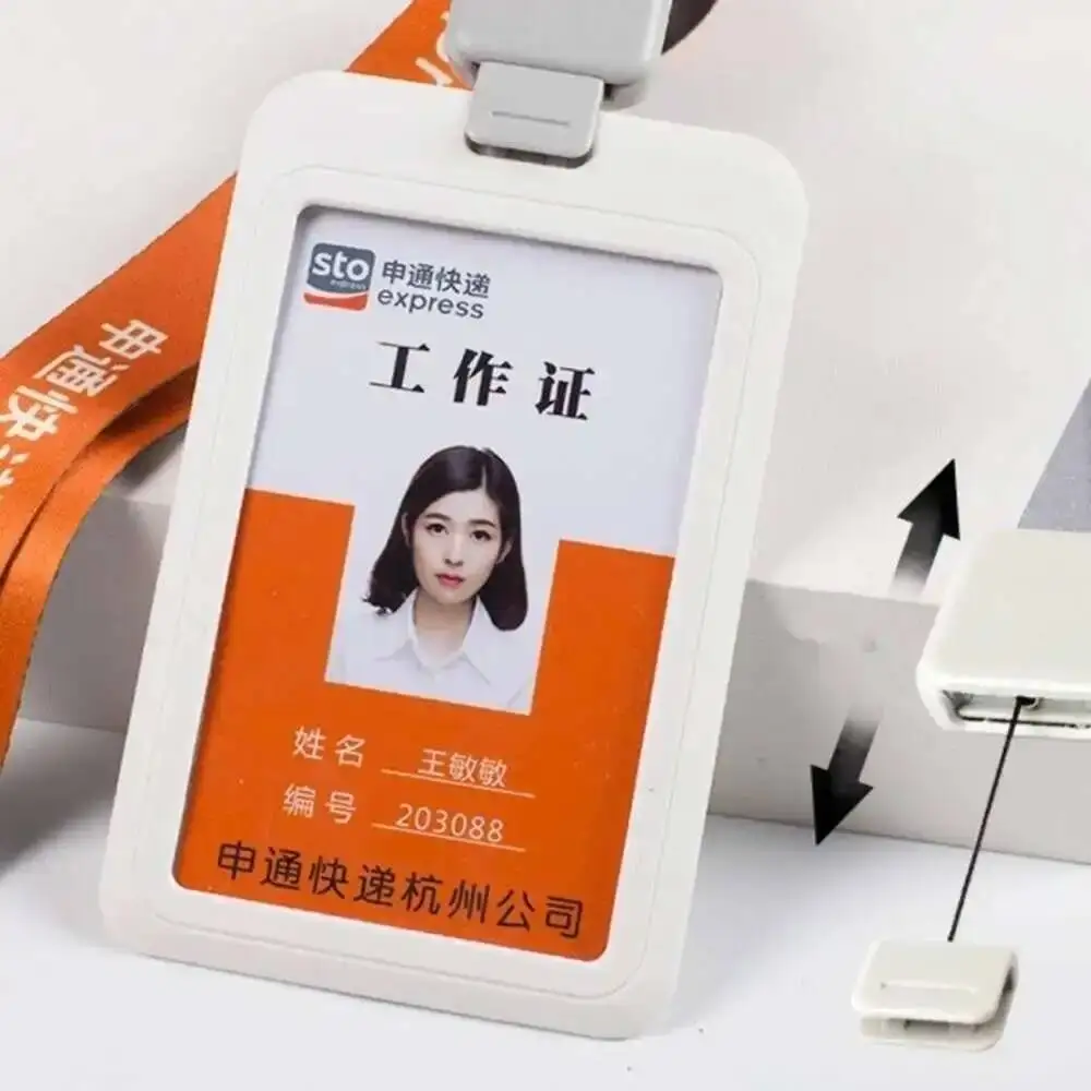 5PCS Pp Chest Card Id Badge Case Business Company Name Tag Holder With Retractable Lanyard
