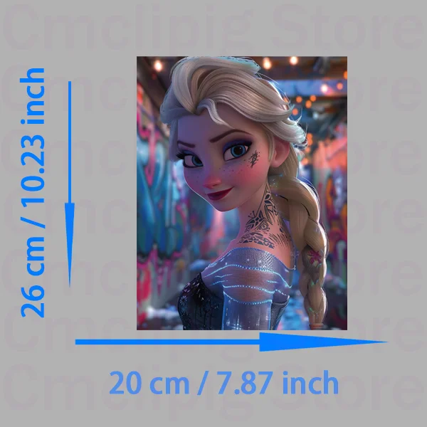 Frozen Elsa With flowers Clothing thermoadhesive patches vinyl stickers Flex fusible transfer stripes appliques