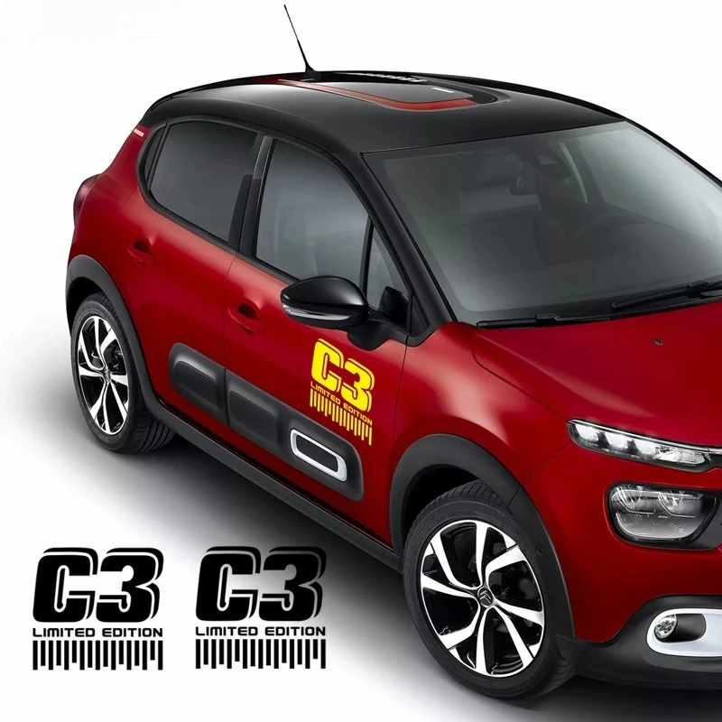 

2 шт. для Citroen C3, боковая наклейка на кузовную дверь автомобиля, ограниченная серия, спортивные полосы, гоночный стиль, виниловые наклейки «сделай сам», аксессуары для тюнинга