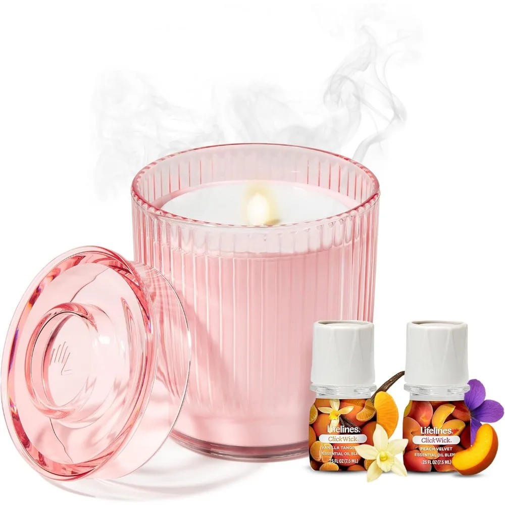 

Cordless Waterless Aromatherapy Diffuser with Essential Oil Blends Scented Electric Candle Pink Jar