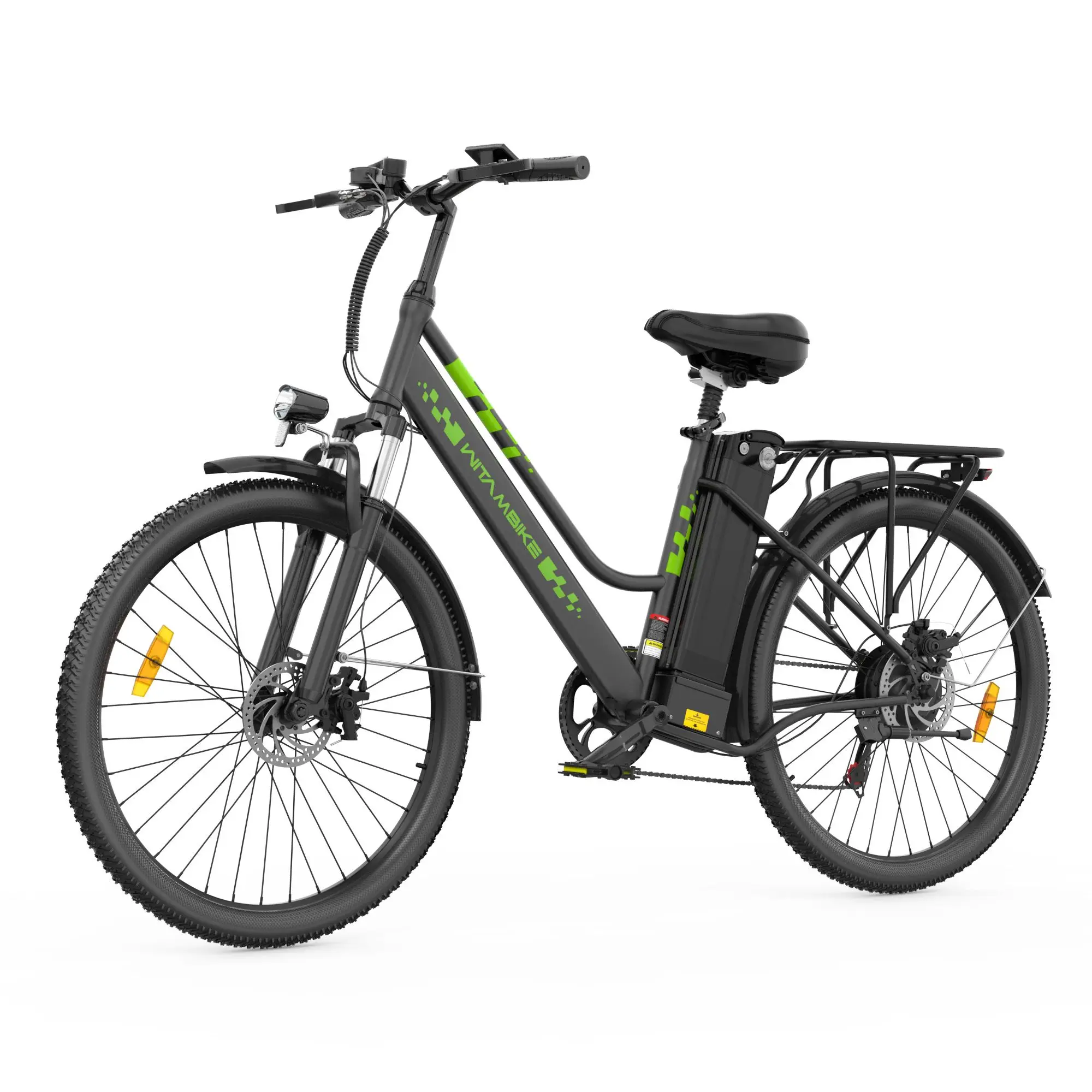 Witambike C26 Pro elektrische fiets 250W 36V 20Ah grote accu 26*2.36" instapmodel stadsfiets met achterdrager, gashendel, mechanische schijfrem, adaptieve vering, 7 versnellingen, 32km/u