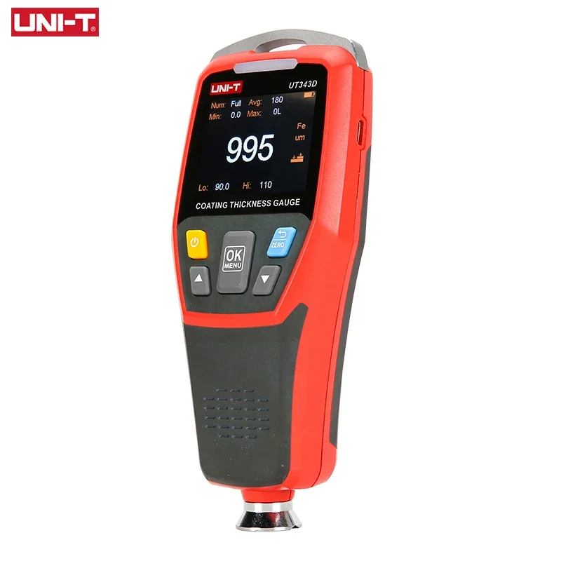 UNI-T Coating Thickness Gauge LCD Backlight 320 x 240 Pixels UT343D Digital FE/NFE Metal Car Paint Thickness Tester Meter