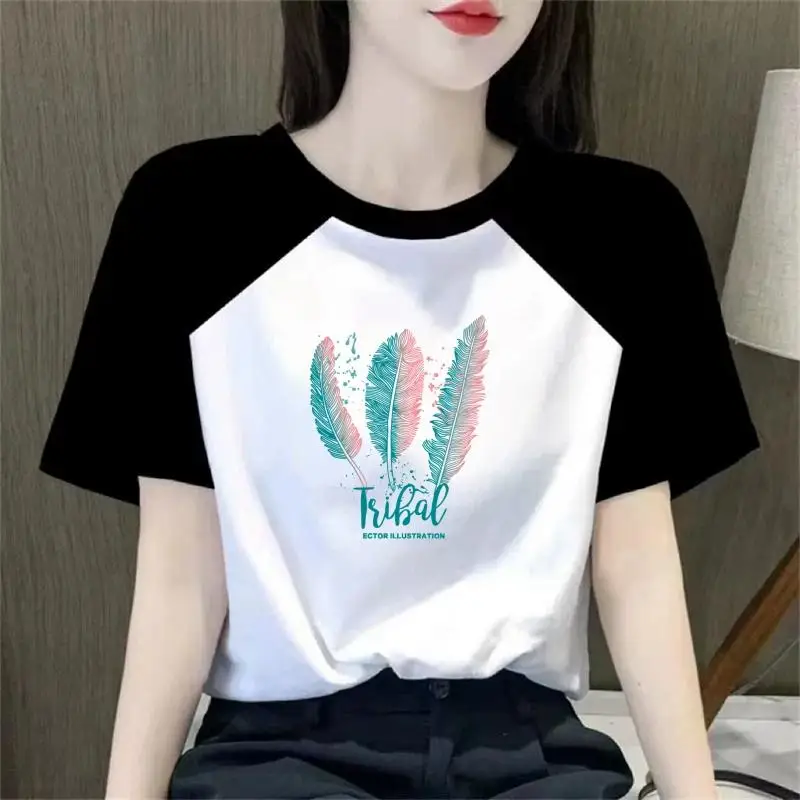 Slimming Short Sleeve Mom T-Shirt Women's Shoulder Width Regular Loose Fashionable Base Shirt Half Sleeve Trendy round Neck