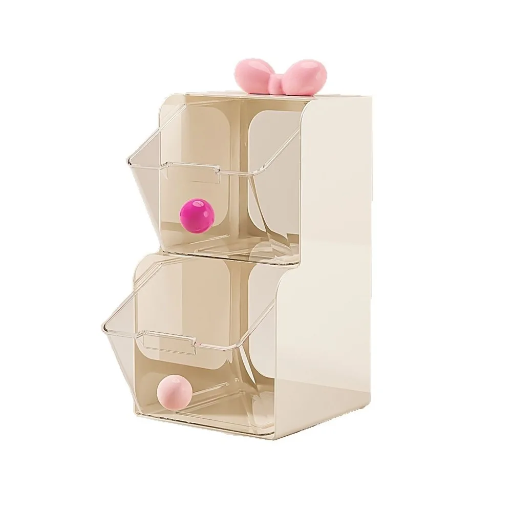 

Plastic Teas Bag Storage Box Transparent Large Capacity Stationery Storage Box 2 Layer with Drawers Coffee Capsule Storage Box