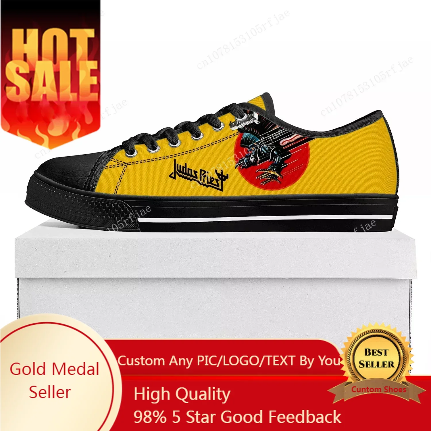 Judas Priest Heavy Metal Rock Band Low Top Sneakers Mens Womens Teenager Canvas Sneaker Couple Shoes Custom Shoe