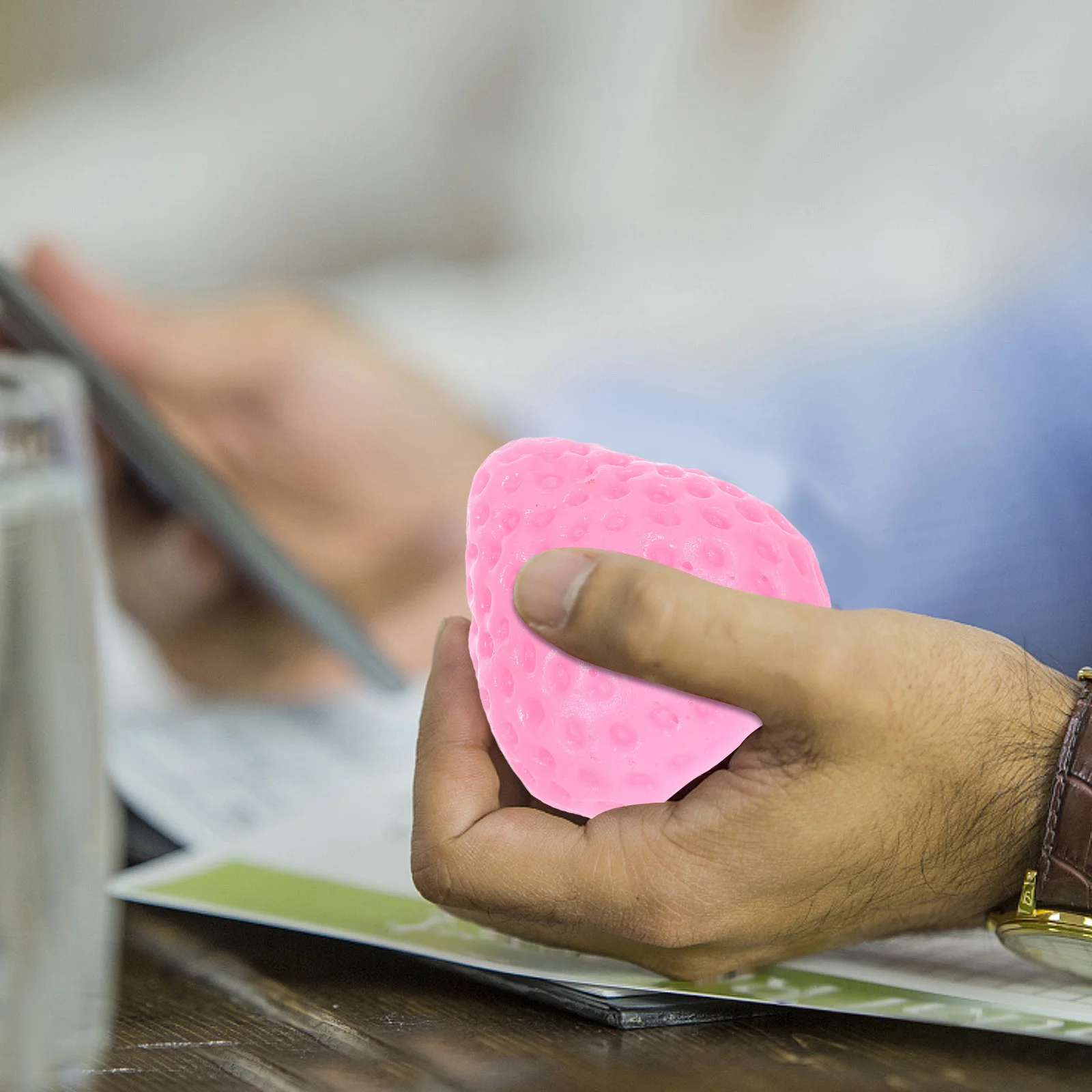 3 قطعة لطيف Kawaii الفراولة على شكل الإجهاد تململ ضغط اسفنجي بسط لينة سيليكون الاسترخاء هدية تفاعلية لجميع الأعمار