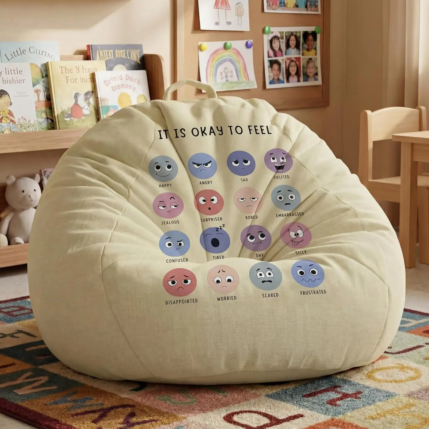 

Soft Toy Storage Bean Bag Cover for Calming Corner Therapy Decor 31.5x35.4 Inch
