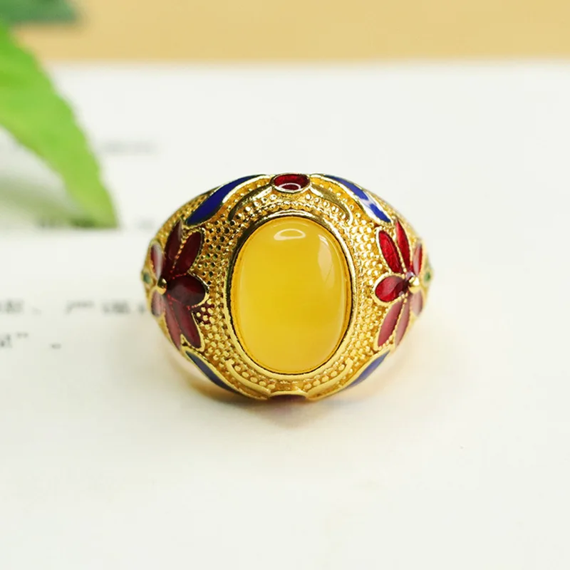 Natural Amber Ring Yellow Beeswax Finger Rings Finger Ring Jewelry