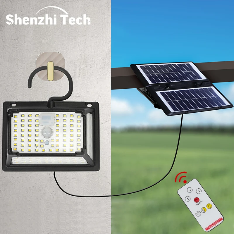 

8m Motion Sensor Solar Flood Lights, Outdoor Weatherproof Wall Lamp, 3 Lighting Colors Light with Remote, for Garden Camping Yar