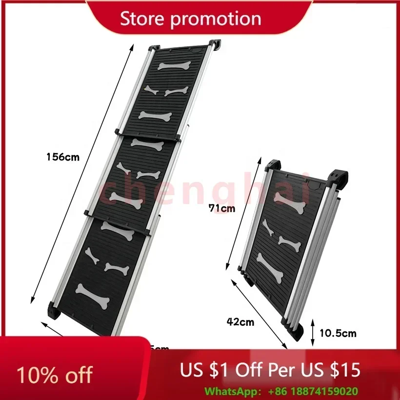 3 4 section non-slip rubber surface free standing cat climbing dogs ramp durable aluminium  frame light pet ladder portable