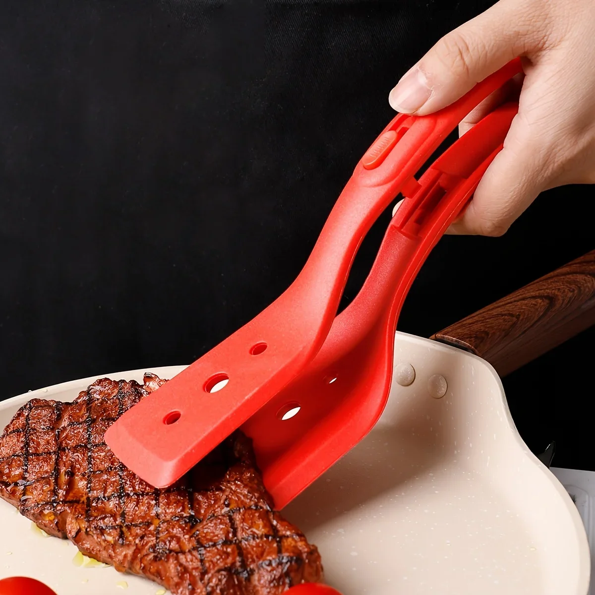 1pc, Steak Clamps, Serving Tongs, Food Tongs, Barbecue Tongs, Silicone Cooking Tongs, Bread Tongs, Steak Tongs, Salad Tongs, Des