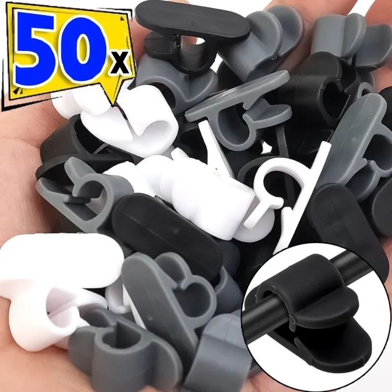 1/50PCS Cable Winder Organizer Self Adhesive Single Hole Wire Buckle USB Charging Data Lines Holder Wire Cord Office Supplies