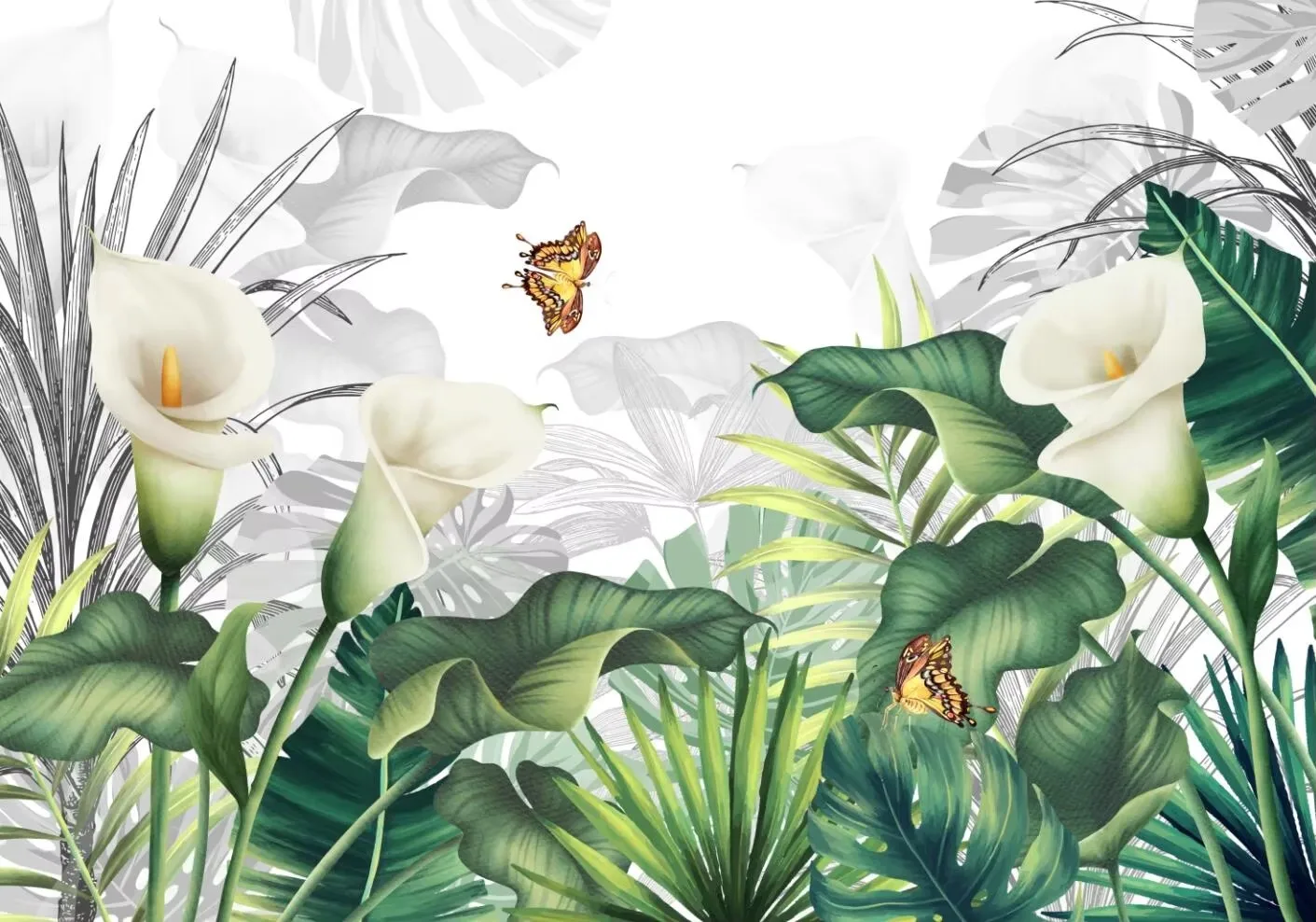 Custom size mural Tropical plants Forest TV sofa background wall Home decoration Forest leaves 3d wallpaper decorative painting