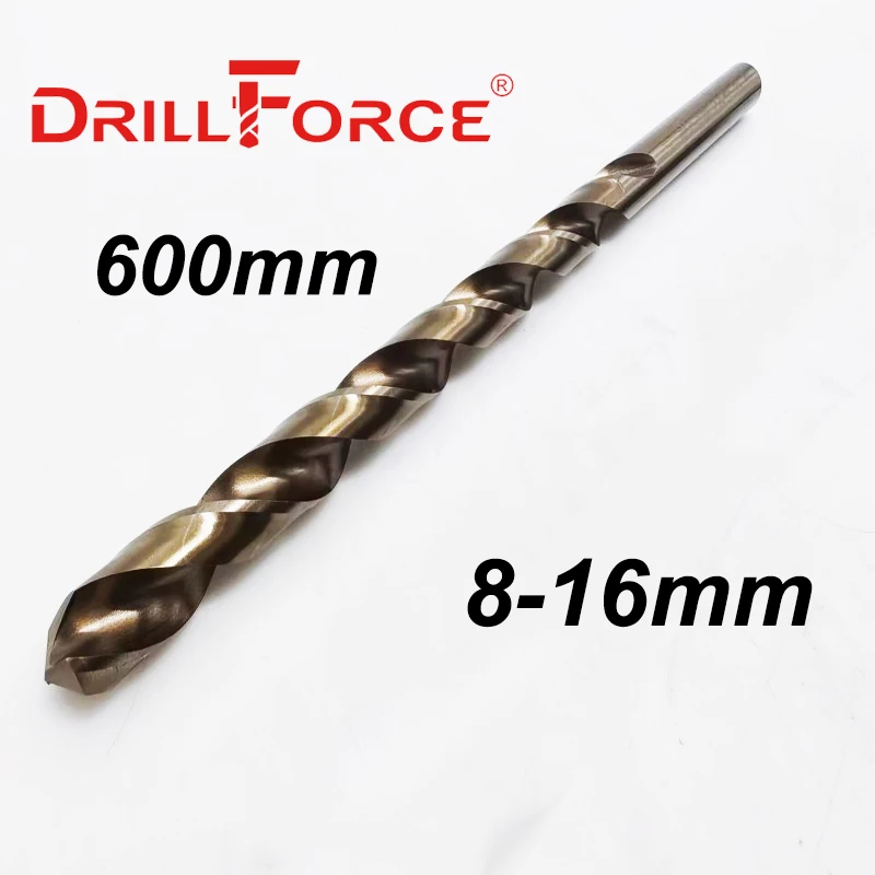 drillforce-tools-1pc-8mm-16mmx600mm-oal-hssco-5-cobalt-m35-long-twist-drill-bits-for-stainless-steel-alloy-steel-cast-iron