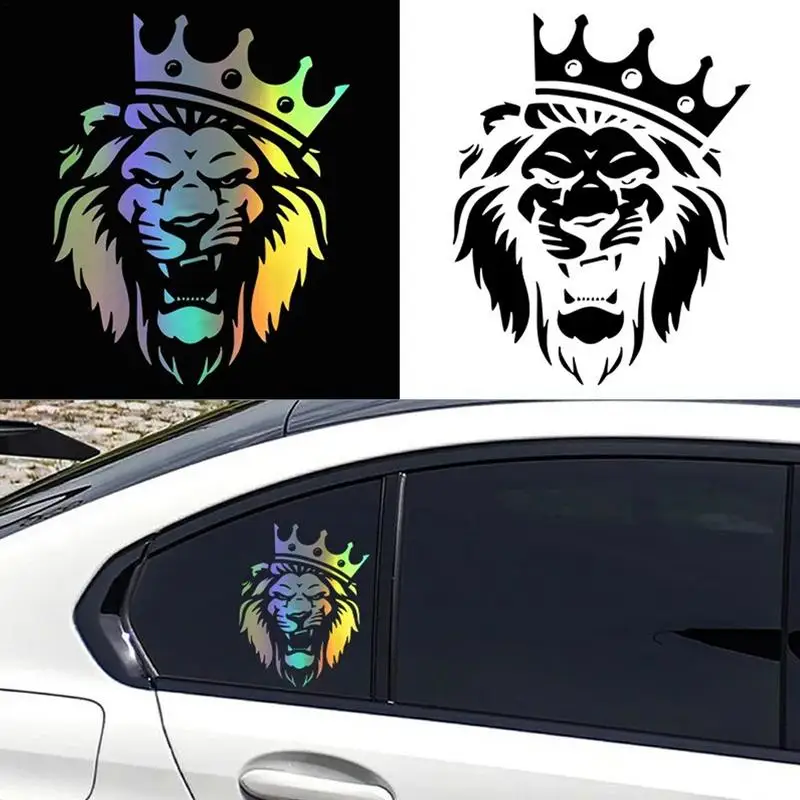 1Pcs Car Window Lion Face Decal Eye-Catching Strong Stickiness Reflect Light For Motorcycle Car Sticker Decoration