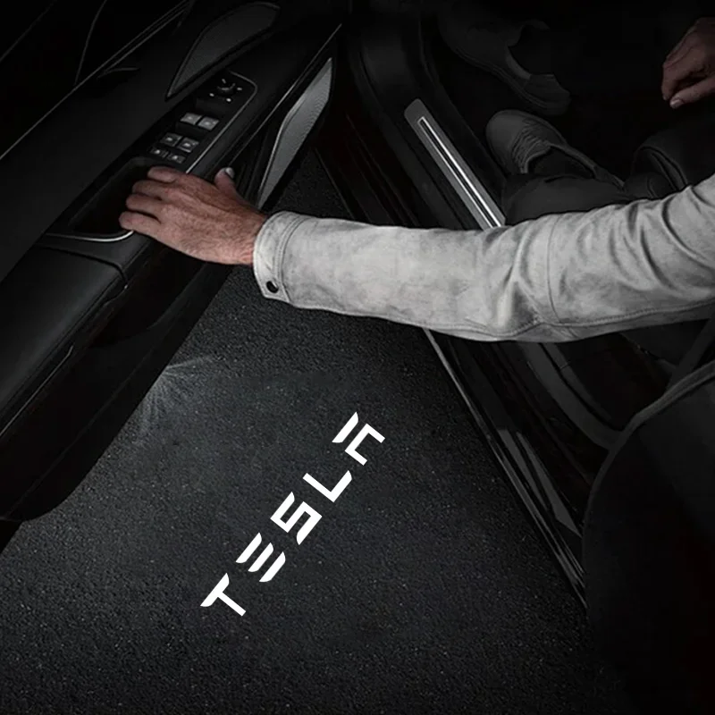 Voor Tesla 2 stuks auto HD-projectorlamp LED-deur welkomlicht voor Tesla Model S Model Y Model 3 Model X
