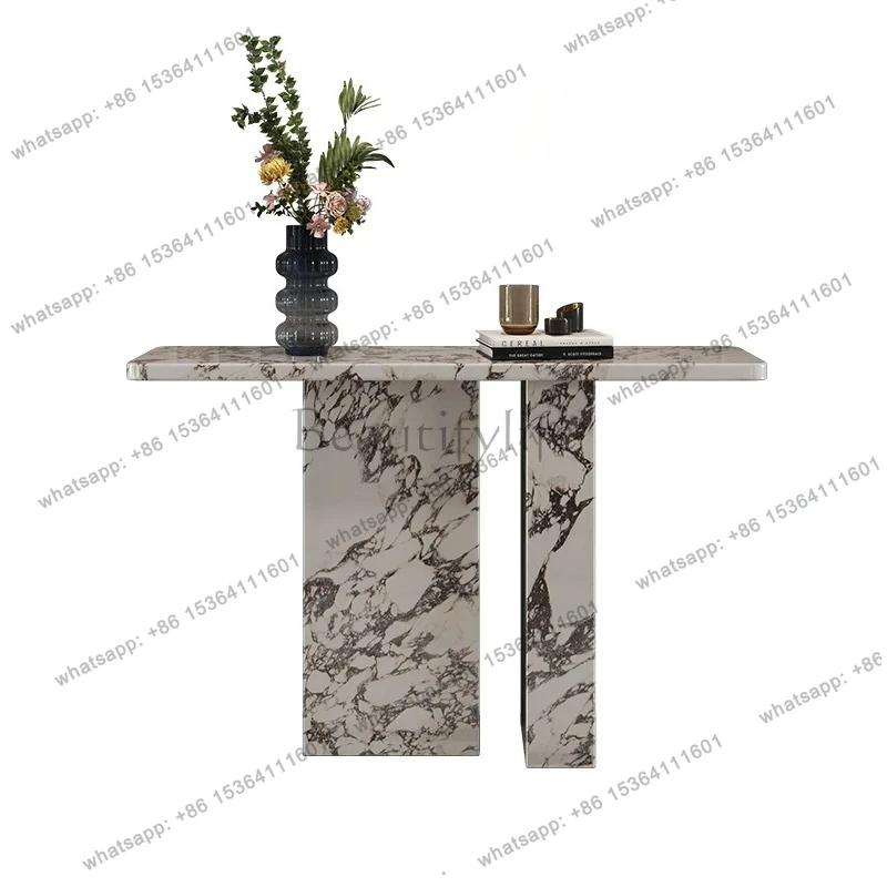 Mesa consola de mármol Carrara de lujo: mesa y mesa consola de entrada de estilo francés, mesa de pared de mármol blanco personalizada