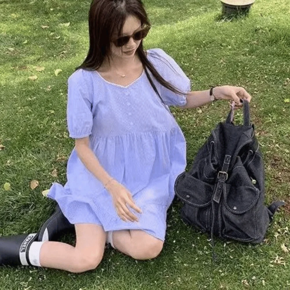 

Portable Large Capacity Denim Backpack Canvas Vintage Shoulder Bag Fashion Versatile Travel Bag Mountain Climbing