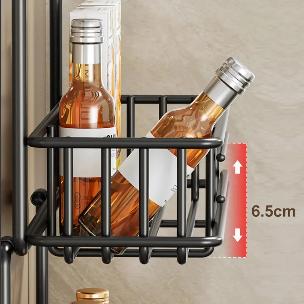 Kitchen Refrigerator Side Shelf 1/2/3 Layers Storage Multifunctional with Hooks Storage Rack Spice Storage Rack