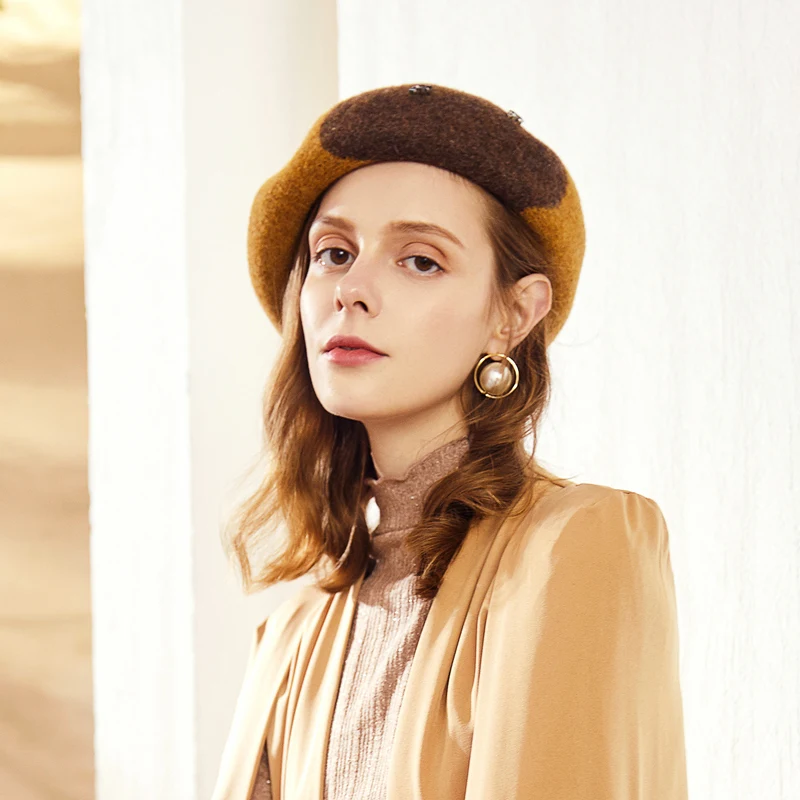 

X4194 Fashion Beret 100% Cashmere Hat Women Winter Thickened Warm Earmuffs Hood Caps Pile Caps Female Knitted Hats