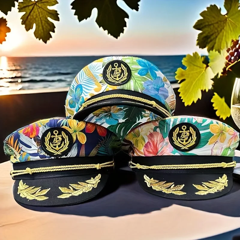 

Морские кепки для мужчин и женщин, вышитая кепка с принтом, шляпы для взрослых, яхта, лодка, прыжки, корабль, матросская шляпа капитана, костюм, круизная вечеринка