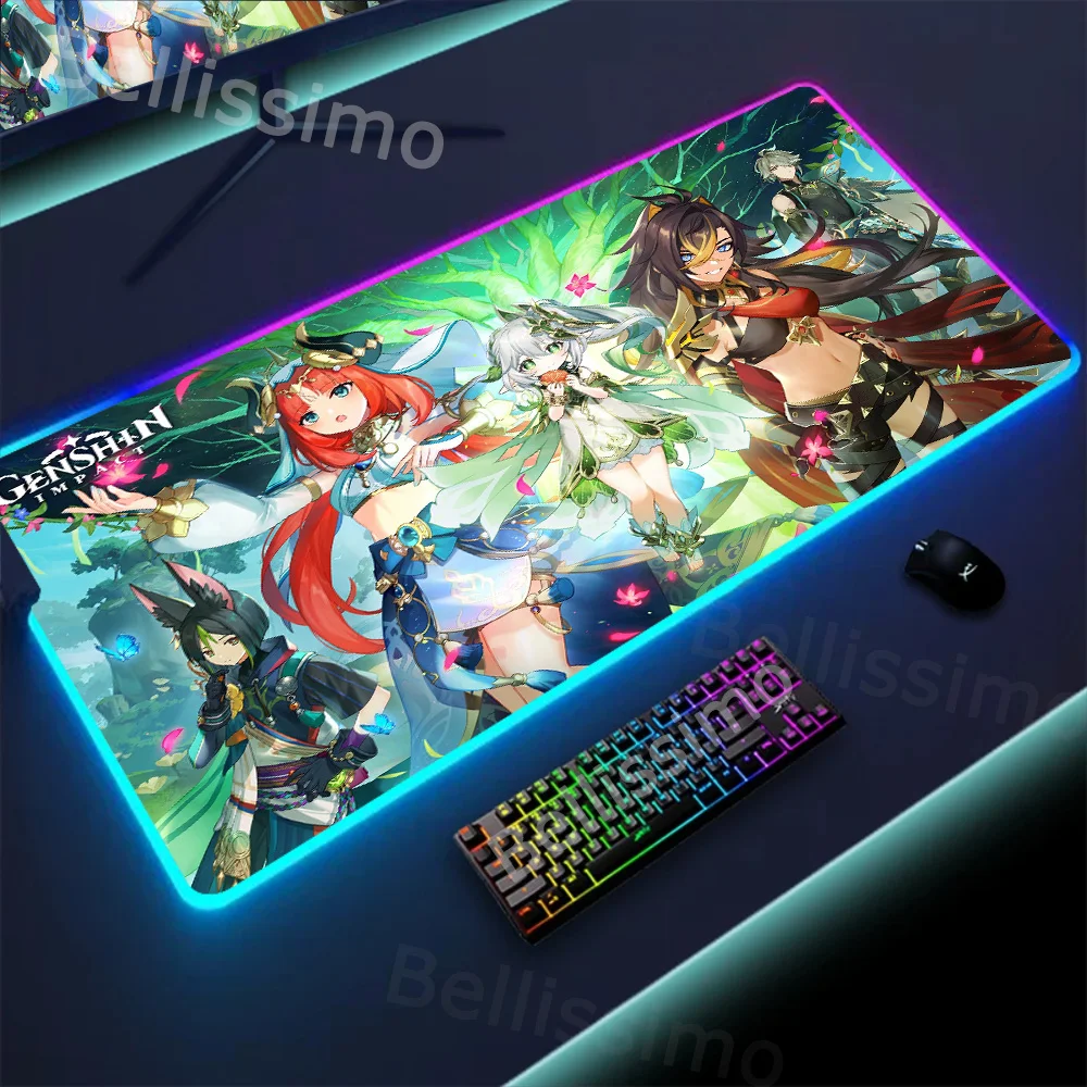 

Genshin Impact Mousepad girl pad Keyboards Mat Desk Mat Rubber Gaming mousepad Size for large Edge Locking Family bucket Pad Rgb