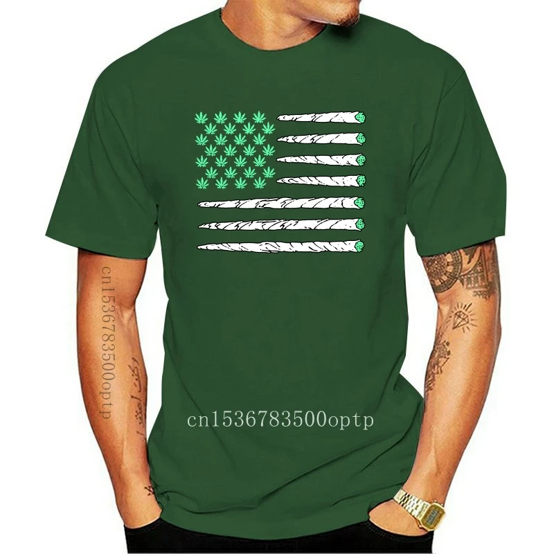 Mens clothes Cannabies Pot Leaf Flag Graphic T-shirts Tee