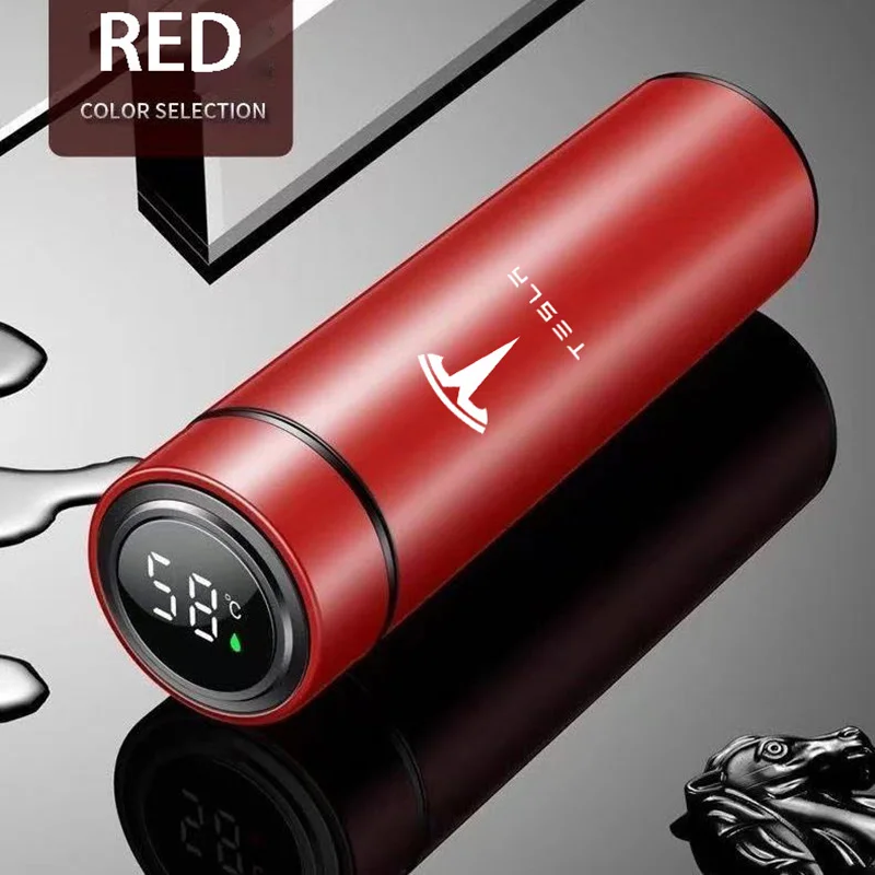 

500ML Car Logo Water Cup For Tesla Model 3 Model S Model X Model Y Roadster SpaceX Stainless Steel Divided Thermos Bottle Cup