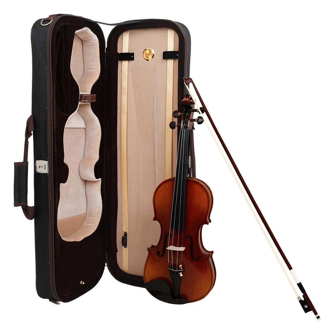 

4/4 Violin Square Cloth Box Built-in Hygrometer Brown Oxford Violin Case Storage Box String Instrument Violin Parts Accessories