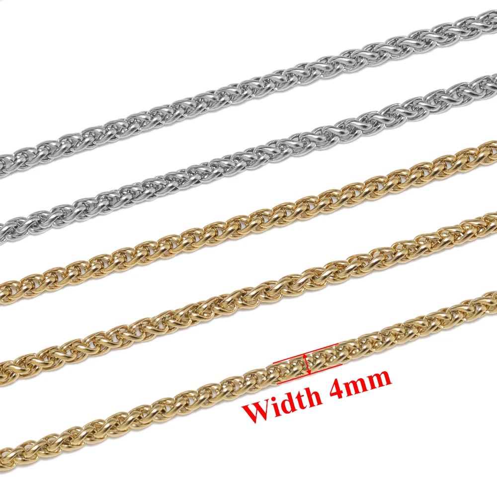 1 Meter Stainless Steel Braided Link Wheat Chains for DIY Women Punk Rock Necklace Accessories Jewelry Making Bracelet Supplies