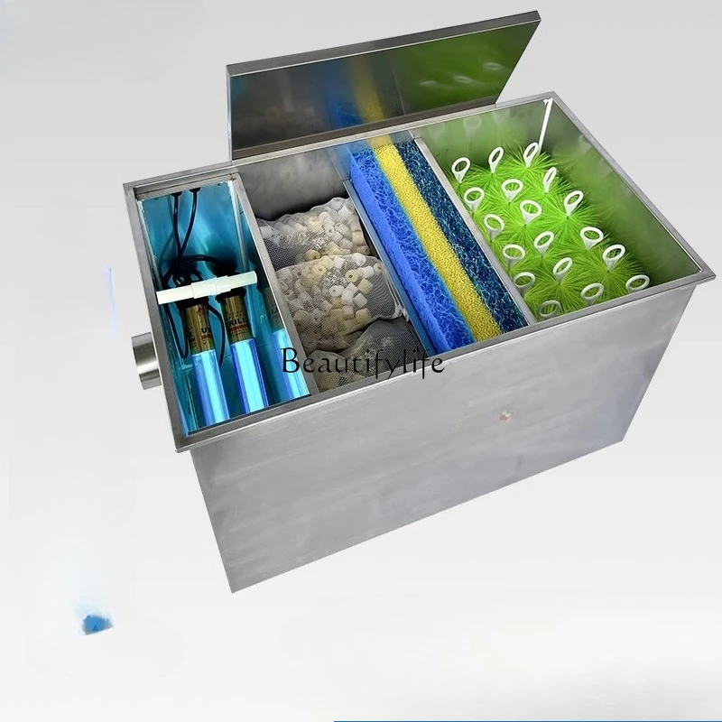 

03.Fish pond water circulation system Stainless steel filter device Water purification filter equipment