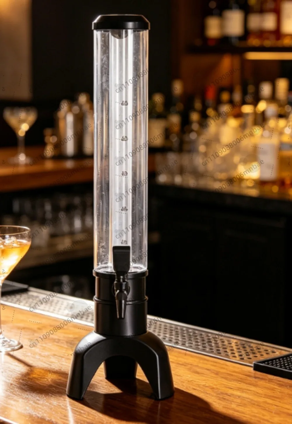 

3L Beer Beverage Dispenser with Spigot & Ice Tube Tabletop Liquor Dispenser Transparent Drink Dispenser for Bar Party
