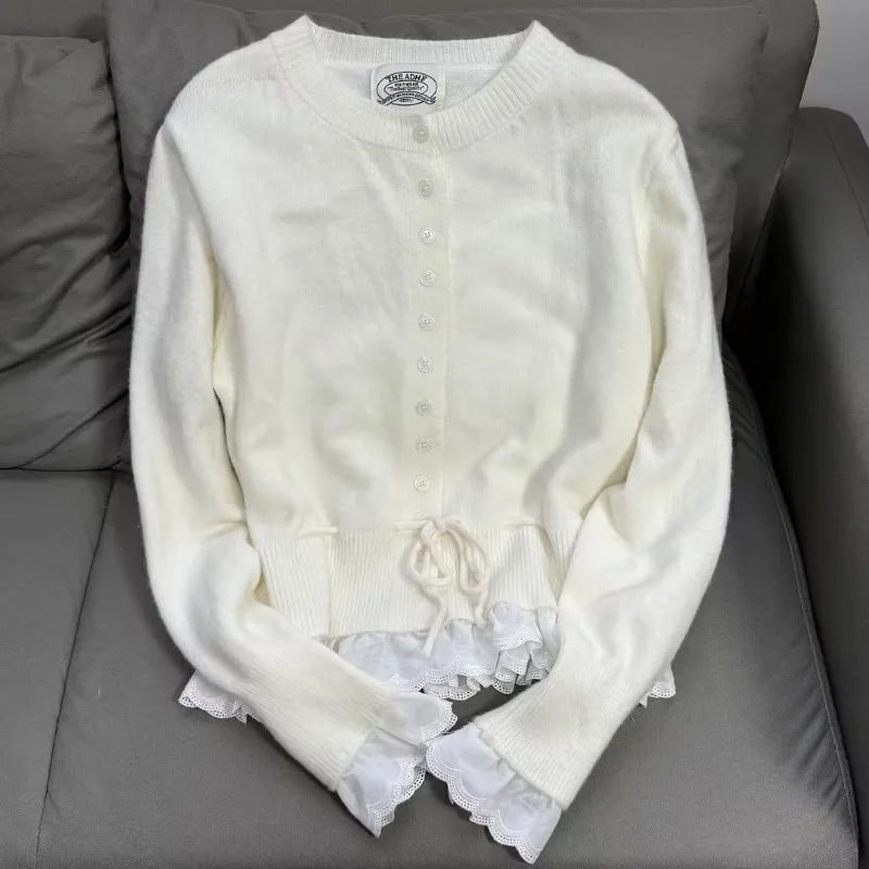 The New Drawstring Lace Cardigan Is Versatile and Non-contrasting Korean Version for Spring