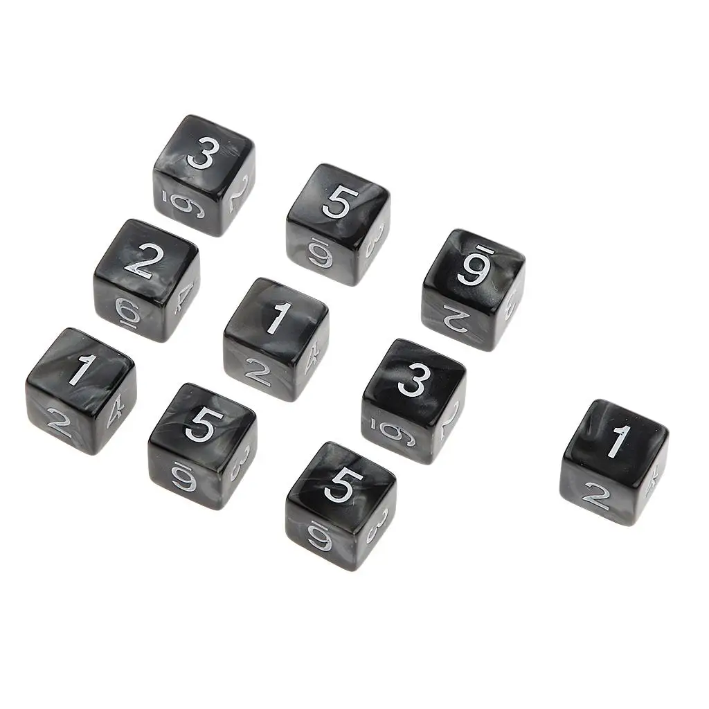 10pcs Six Sided Dice D6 Dice Playing Party Board Dices for TRPG Lovers