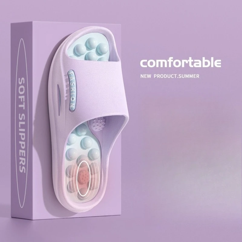 Non-slip Bathroom Cool Slippers Massage Slippers Women's New Home Indoor Health Plantar Acupoints 36-45 Yards