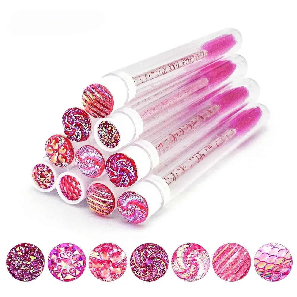 10 Uds. Cepillo de pestañas desechable, tubo de cepillo de pestañas reutilizable, varitas para rímel, tubos a prueba de polvo, carretes de pestañas, herramienta de maquillaje de almacenamiento