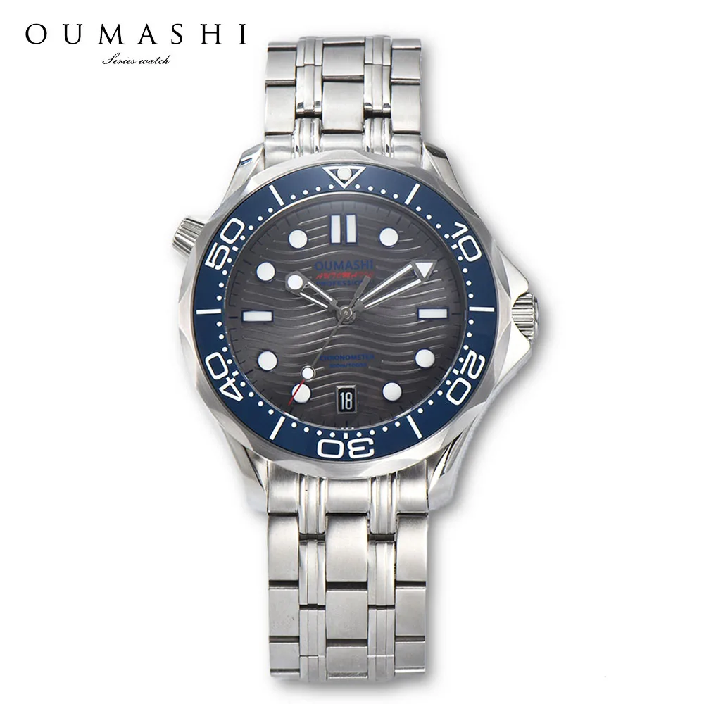 Men's watch China NH35 Sports waterproof 007 6 o'clock date Sapphire Crystal glass Stainless steel Automatic Mechanical watch
