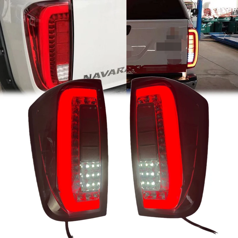 2PCS Car LED Taillights For NAVARA NP300 D23 2015-2019 LED Rear Running Lamp+Brake+ Reverse + Amber Turn Signal Lights